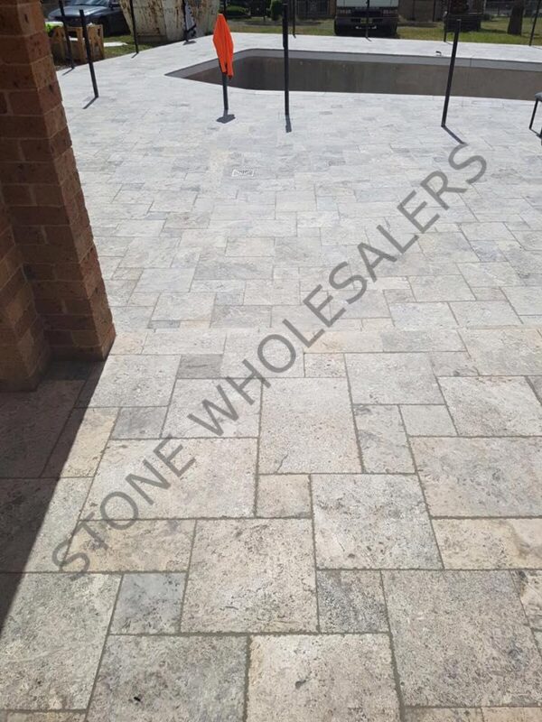 Silver Premium Tumbled Unfilled Travertine 12mm Tiles 30mm Pavers